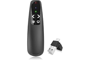 OMYPOTT Pointeur de présentation Clicker Remote, Lumière Verte Ergonomique Telecommande Présentateur sans Fil Pointeur pour Présentateur USB-A/C pour Démonstration pour Présentation, Enseignement, Conférence