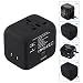 Produktbild Goldfox® Universal Welt Reiseadapter Mit 2 USB Ladegerät Reisestecker Adapter World Travel Adapter für Weltweit 150 Ländern mit EU/UK/US/AU Stecker LED-Betriebsanzeige (Schwarz)