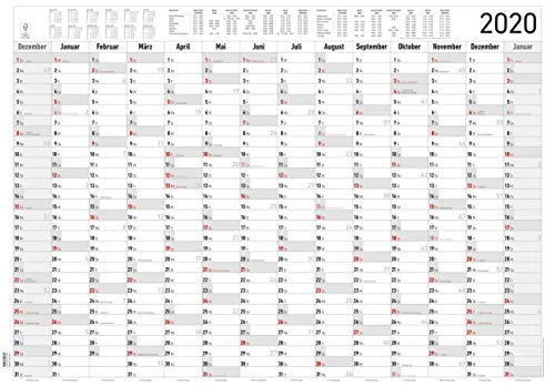 Jahresplaner XXL - 14 Monate 2020 - Wandkalender - Plakatkalender (121 x 77) - Jahresübersicht - Ferienübersicht - Arbeitstagezählung