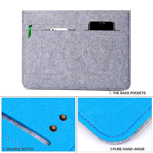 YESSBON 13,3 Zoll Macbook Air/Pro Retina Schönem Filz Sleeve Filztasche Hülle Ultrabook Laptop Tasche Notebook-Taschen Speziell für 13,3 Apple Macbook Pro Retina und Macbook Air Zoll Entworfen Weihnachtsgeschenke Frauen und Männer ( Grau Blau ) - 4