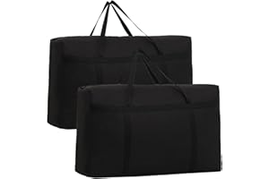 HAO ZHU 2 Pcs 100L Large Storage Bag, Heavy Duty Moving Totes, Extra Large Storage Bag with Zips forClothes Storage, Laundry Bag, Packing, House Solutions, Sustainable, Water-Resistant (black)