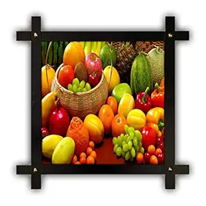 Poster n Frames Cross Wooden Frame Hand-Crafted with Photo of Fruits and Vegetable 25378- (16.5x16.5inch,Wood,Multicolour)