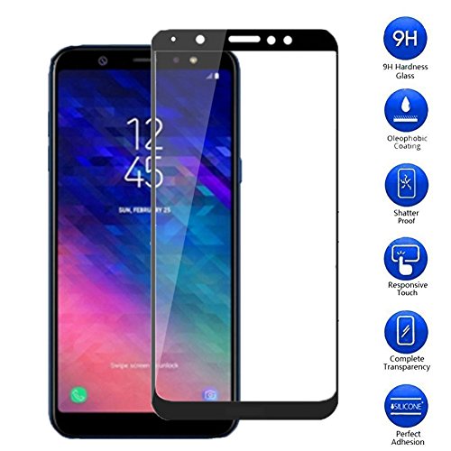 Preisvergleich Produktbild Samsung Galaxy A6 Plus 2018 Panzerglas Displayschutzfolie, Vicstar Vollständige Abdeckung Schutzfolie Gehärtetem Glass 9H Härte Anti-Kratzen Anti-Öl Anti-Bläschen Schwarz Kompatibel Schutzfolie für Samsung Galaxy A6 Plus 2018