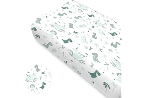 BABYSAFE Baby Safe Lenzuolo con angoli Next To Me Lenzuola Culla Coprimaterasso per culla 140x70 cm, 100% cotone biologico Certificato OEKO-TEX Coprimaterasso bambini|Dino Green