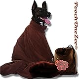 PoochOneZee der schnell trocken Beutel fuer Hunde - Das super saugfaehige mikrofaser Haustier Handtuch mit Reißverschluss und Hundepflege Gross