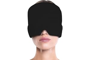 DIKO Żelowa czapka chłodząca, maska na migrenę, elastyczne wkładki chłodzące na głowę, terapia zimna, zestaw chłodzący, maska do spania, czapka lodowa na bóle głowy (czarna)