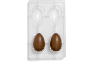 DECORA, 0050052 Moule à œufs en chocolat en polycarbonate, 4 cavités, 88 x 56 mm, Idéal pour préparer des chocolats brillants et croustillants, Design professionnel, Fabriqué en Italie.