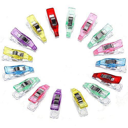 Anpro 60 Stück Klammer, Nähen Zubehöre Stoffklammern, 27*4mm 6 Farben Spitz Wonder Clips