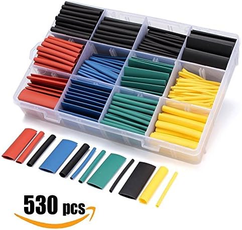 GeekBox® 530pcs Heat Shrink Wire Wrap Cable Sleeve Tubing Sets Electric Insulation Tube in 5 Colors &amp; 8 Sizes