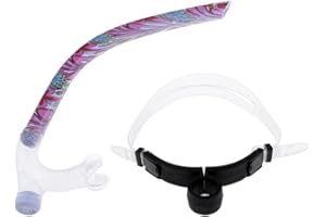 HOMYL Front Snorkel for Swimmers Swimming Training - Center Mount Easy Breath Comfortable Silicone Mouthpiece Swim Snorkel Tube With Adjustable Head Strap