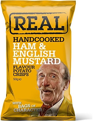 Real Crisps Hand Cooked Ham &amp; English Mustard - Pack Size = 18x50g