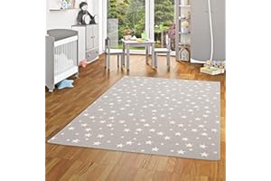 SNAPSTYLE Alfombra Infantil y de Juego con diseño de Estrellas - Gris - 17 tamaños