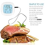 AMIR Grillthermometer, Bratenthermometer Digital, BBQ Grill Thermometer, Touchscreen Ofenthermometer mit Zeitmesser, 8 voreingestellten Temperaturen und Sonden für das Indoor/Outdoor Grill, Backofen - 