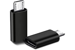 Mugust Adaptador Micro USB a USB C,2 Pack Micro Macho a USB-C Hembra Convertidor para iPhone 16/15 Pro MAX MacBook Air iPad Samsung Galaxy Huawei(Negro)