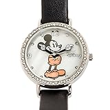 Disney Damen-Armbanduhr Mickey Mouse Leder Thin Strap (schwarz)