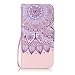 Produktbild Nancen Apple iPhone 7 (4,7 Zoll) Hülle Case Handyhülle Brieftasche Etui Lederhülle Schutzhülle Abdeckung Bookstyle Klappcase mit 2 Kartenslots 1 Wallet Tasche Handgelenk Seil Magnetverschluss Bracket-Funktion Full Silikon Weich Innenschale Gemaltes Muster [Lila Sonnen-Blume]