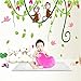 Large Naughty Monkeys on tree vine Wall Art Sticker Decal for nursery Bedroom Decor Removable baby Kids room wall mural children birthday party Decoration Home Wall Art Decoration