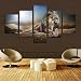 Produktbild XrsArt 5 Stück-Wand-Kunst-Malerei Ein Kingly Löwe, der auf dem Felsen-Bild auf Leinwand für Wohnzimmer-Dekor oder als Geschenk ungerahmt liegt FCa165 50 Zoll x30 Zoll