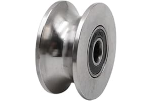 feedal 304 Stainless Steel 48mm/2" Sliding Gate Roller Wheel Bearing U Groove Pulley Bearing Track Rail Rigid Caster Wheel for Lifting Swing Sliding Gate (U Groove 48mm)