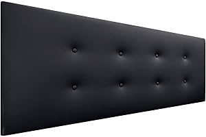 DHOME Cabecero de Polipiel o Tela AQUALINE Pro con 2 hileras de Botones Cabezal tapizado Cama Lujo (Polipiel Negro, 150x50cm (Camas 150/160))