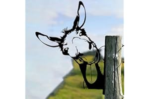 CCWORAN Ornements De Jardin D'Âne en Métal pour Clôtures Décorations en Plein Air Maison Âne Animaux Jardin Décor Sculptures Rouillé Fonte Silhouettes Arbre Cour Mur Art Cadeau DonkeyD