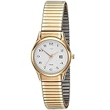 JOBO Damen Armbanduhr Quarz Analog Edelstahl gold vergoldet Flexband Datum