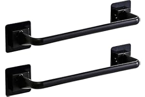 FANGSUES 2 barre portasciugamani in plastica, montaggio a parete, coperchio per vaso, autoadesivo, organizer per bar, accessori da bagno, per cucina, bagno, WC (nero, 24,5 cm)