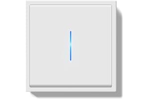 BSEEDLIFE Lichtschalter Unterputz 1 Fach 1 Weg，80 * 80mm Modern Wandschalter mit Indikator, PC Rahmen Taste Schalter mit Kabelklemmen & Krallen, Einfache Montage，Lichtschalter Weiß