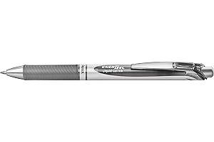 Pentel - Bolígrafo Energel retráctil con mecanismo de presión y punta de bola, punta retractable de 0,7 mm que ofrece una línea mediana de 0,35 mm, Color gris.