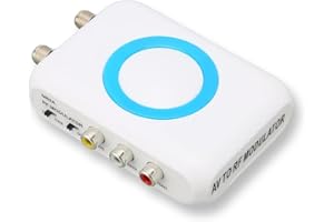 SEPTPENTA Modulador RF, Adaptador Coaxial Rca Convertidor Demodulador VHF, Compatible con Salida de Formato de TV NTSC, Adaptadores Digitales VHF HD para Decodificador de Cable Video Compuesto AV a TV Analógica