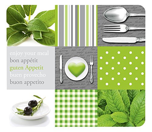 Wenko 2712925500 Multi-Platte Menu für Glaskeramik Kochfelder, Schneidbrett, Glas, mehrfarbig