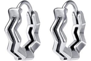 PUNKTRACKER Gothic Skull Hoop Earring Small Stainless Steel Punk Rock huggie Earrings for Men Vintage Jewelry