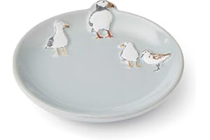 Cooksmart British Designed Ceramic Tea Bag Tidy | Tea Bag Dish For Used Tea Bags | Teabag Dish With Modern Design | Trinket Dish For All Homes or Offices - Coastal Birds