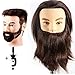 Man Mannequin Head 100% Real Human Hair With Beard Cosmetology Hairdressing Training Manikin Doll (Table Clamp Holder Included) EHF0408W