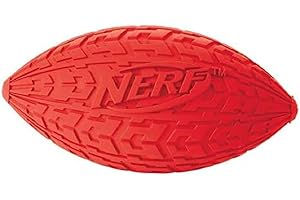 Nerf Dog Zabawka dla psa, gumowa piłka z profilem opony i piszczącym dźwiękiem, dostawa posortowana kolorystycznie czerwona lub niebieska, 15,2 cm