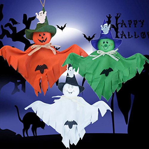 Halloween Hanging Decoration Dolls, VENMO 2pcs Happy Halloween Party Hanging Props Artificial Pumpkin Outdoor Indoor Decoration Cute Ghost String Dolls Toys For Kids (Green)