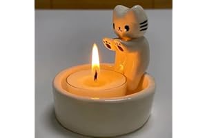 Fiorky Świecznik z kotem, kreskówkowy, kot grzejący sobie łapy, podgrzewacz, ozdoby, uroczy, pachnący, prezent dla dziewczyny, kobiety, miłośników kotów