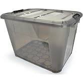 Melkan Home Storage Box, Storage Box, Large Size Ziplock Case, Multi-Purpose Wheel Safe 60 Liter Smoked