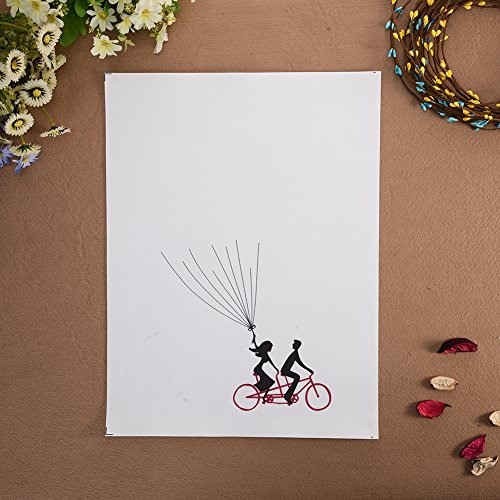 LianLe Fingerabdruck Baum Leinwand als Signatur Gästebuch 30x40cm Wedding Tree für Hochzeit Geburtstag (Ohne Stift + Stempelkissen) (Ballons in Händen von ein paar) - 2