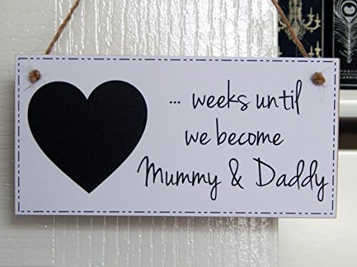 Twin Pack of Mummy &amp; Daddy AND Grandparents To Be Baby Countdown Chalkboard Plaques - Pregnancy Count Down New Mum and Dad / Grandparents Gift Signs (W1) - Pack of 2