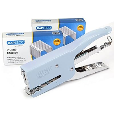 Rapesco Pince Agrafeuse Porpoise (Bleu) &2 Boîtes de 5000 agrafes 26/8 mm