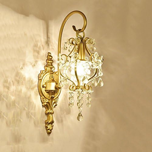 High Quality Crystal Wall Lamp Wrought Iron Lamp Body Modern Minimalist Bedroom Corridor Aisle Creative European Wall Light