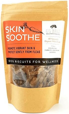 CC Bear Ltd - Skin Soothe Dog Biscuits for Wellness - Organic Peanut Butter, Carrots, Organic Herbs & Organic Coconut Oil - Promote Vibrant Skin, Soothe Itchy, Sensitive Skin & Protect Gently Against Fleas (150 Grams)