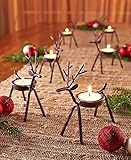 The Purple Tree Cute Christmas Reindeer Tealight Holder - 4 pc (Black) Reindeer Shaped tealight Holder, Christmas Lights, Christmas tealight