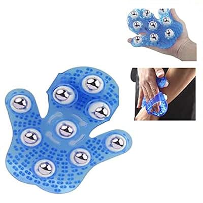 YONIS Gant de massage 9 billes inoxydables relaxation détente bleu