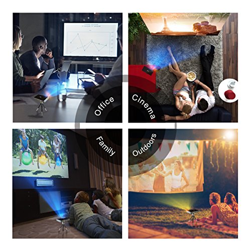 Mini Proiettore Portatile WiFi, Slidoow Proiettore HDMI 1080P FHD Supportato Proiettore Android 7.1 WiFi Bluetooth LED RGB per Home Cinema, Presentazioni di Lavoro