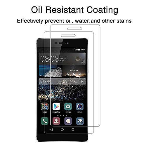 EasyULT  2 Pack  Huawei P8 protector de pantalla  Protector de Pantalla de vidrio templado para Huawei P8  Transparente Dureza de Grado 9H  Espesor 0 26 mm  2 5D Round Edge 