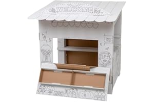 ADAM TOYS Tektorado - Spielhaus aus Pappe für Kinder - Kinderspielhaus aus Karton zum Bemalen und Spielen - für Outdoor & Indoor - für Kinder ab 3 Jahren - Kaufladen