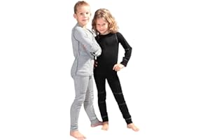 icefeld® - atmungsaktives Thermo-Unterwäsche Set für Kinder - warme Wäsche aus langärmligem Oberteil + Langer Unterhose (ÖkoTex100)