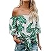 Produktbild Yvelands Damen Sommer Schulterfrei Floral Bedruckt 1/2 Layered Sleeved T-Shirt Front Tie Bluse